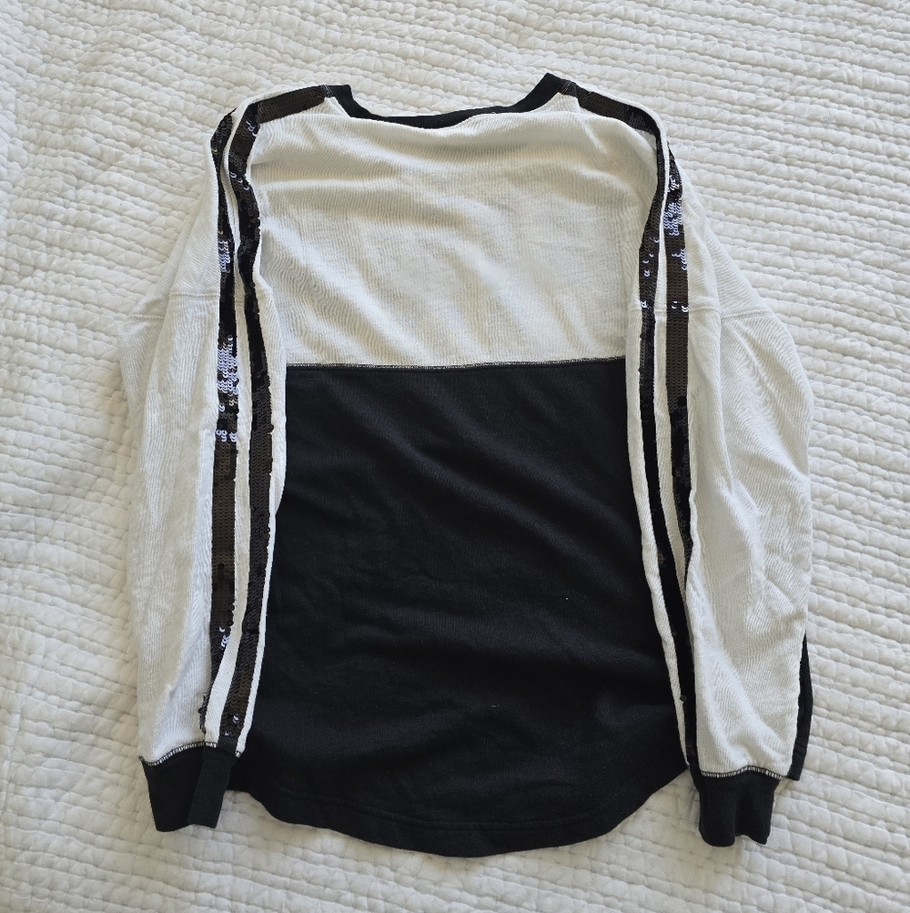 Victorias Secret Pink GRAPHIC Sequins Bling Varsity Crew LIM ED Sweatshirt S - Picture 5 of 8